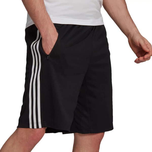 adidas Men's Black/White Designed 2 Move 3-Stripe Primeblue Shorts