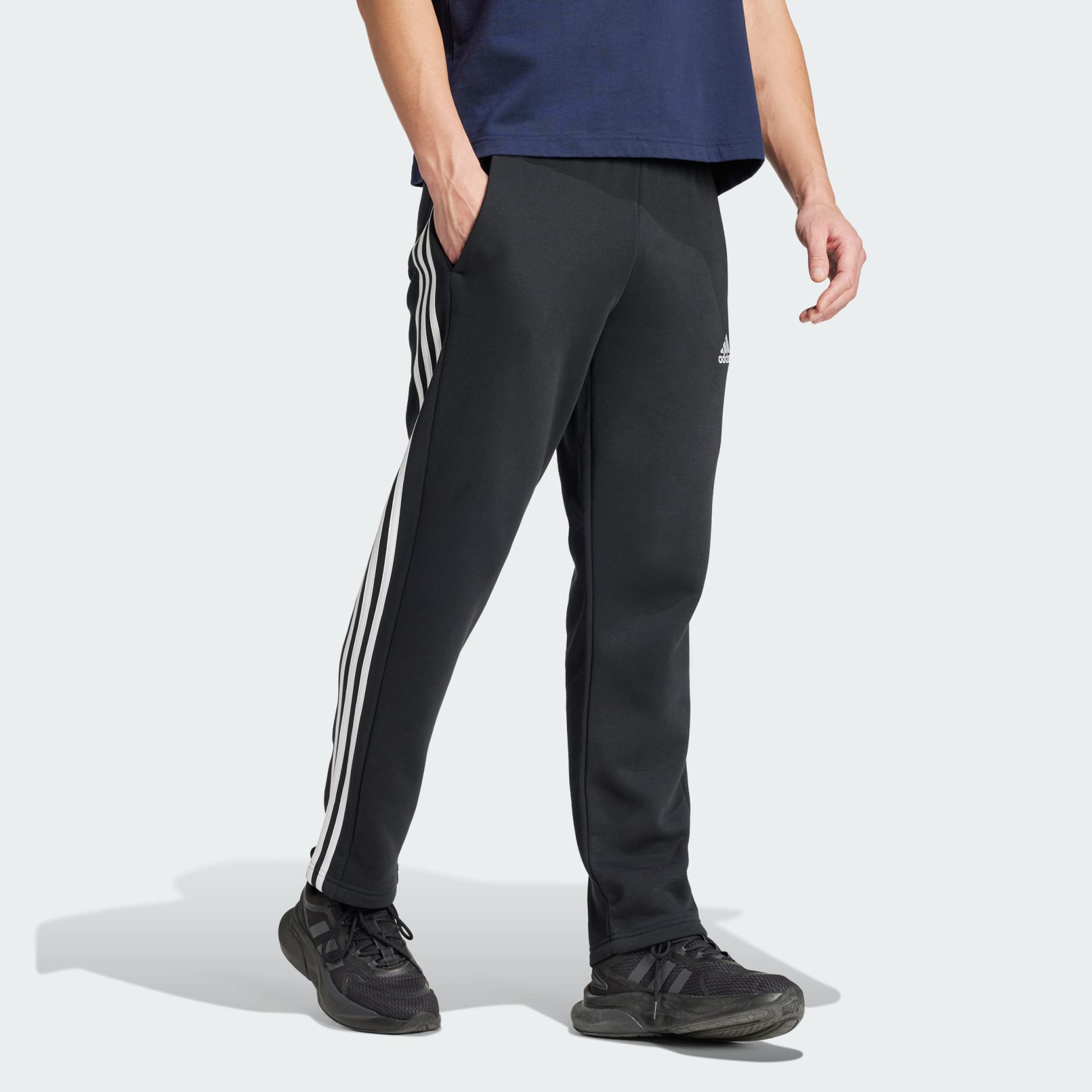 Essentials 3-Stripes Open Hem Fleece Pants