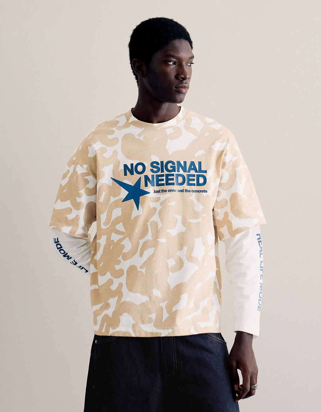 Double sleeve print T-shirt
