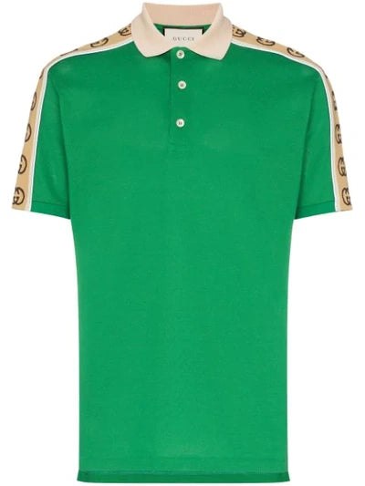 GUCCI Stretch Cotton Piquet Polo Shirt In Green