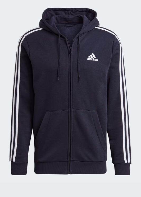 ESSENTIALS FLEECE 3-STRIPES FULL-ZIP HOODIE