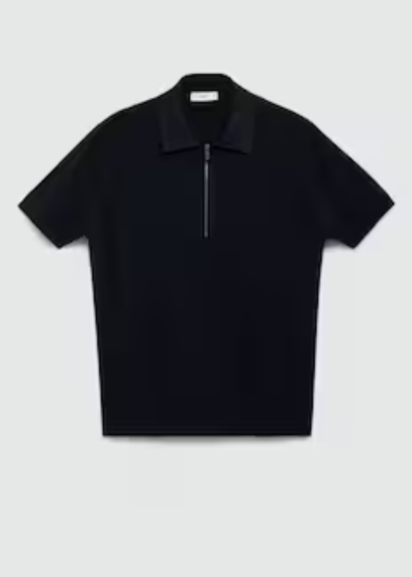 Knitted polo shirt with zip