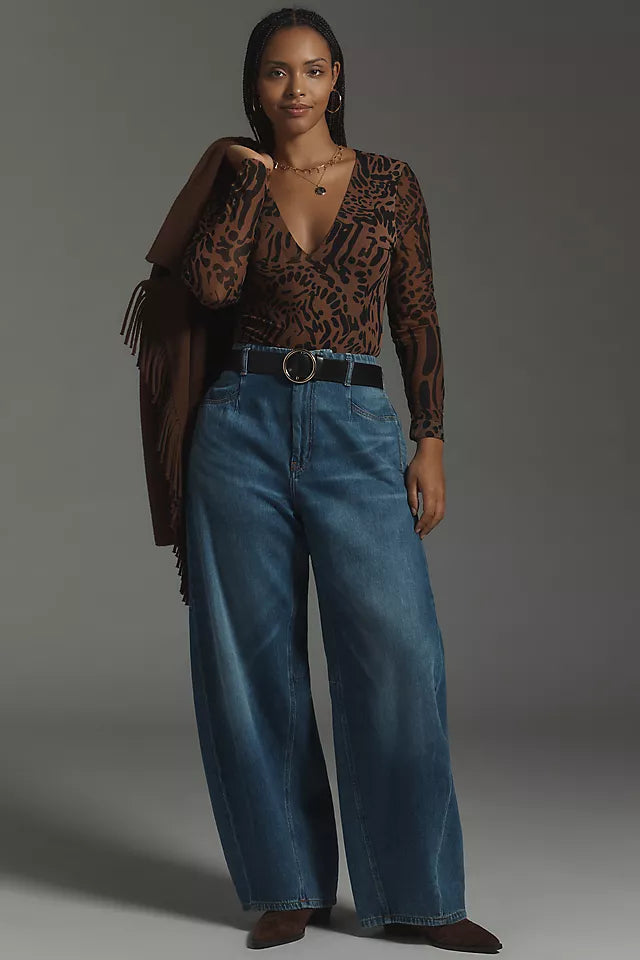 The Georgia Full-Length High-Rise Barrel Jeans by Pilcro