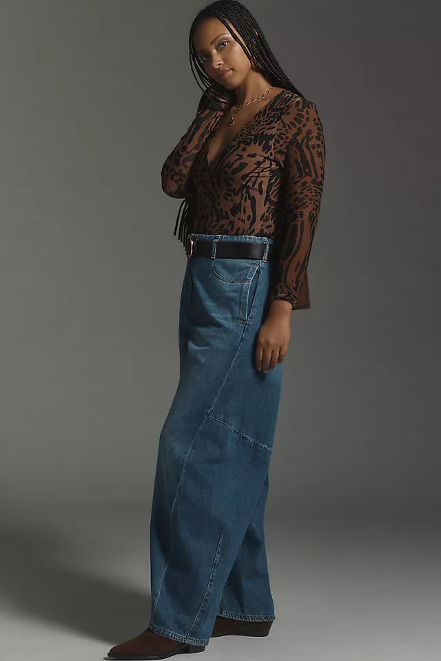 The Georgia Full-Length High-Rise Barrel Jeans by Pilcro