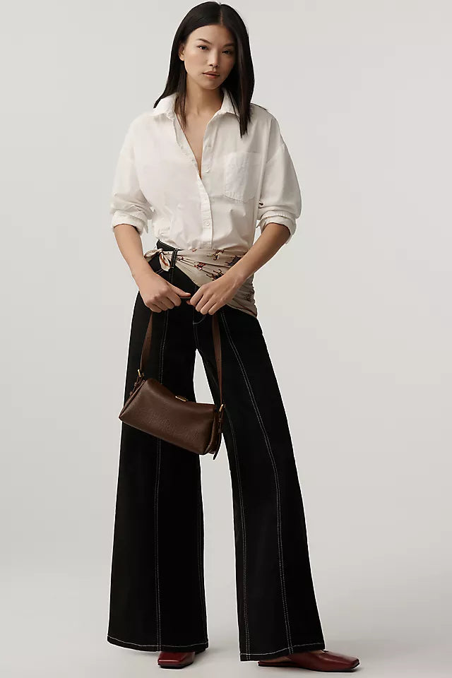 The Delaney Clean-Seamed High-Rise Wide-Leg Jeans by Maeve