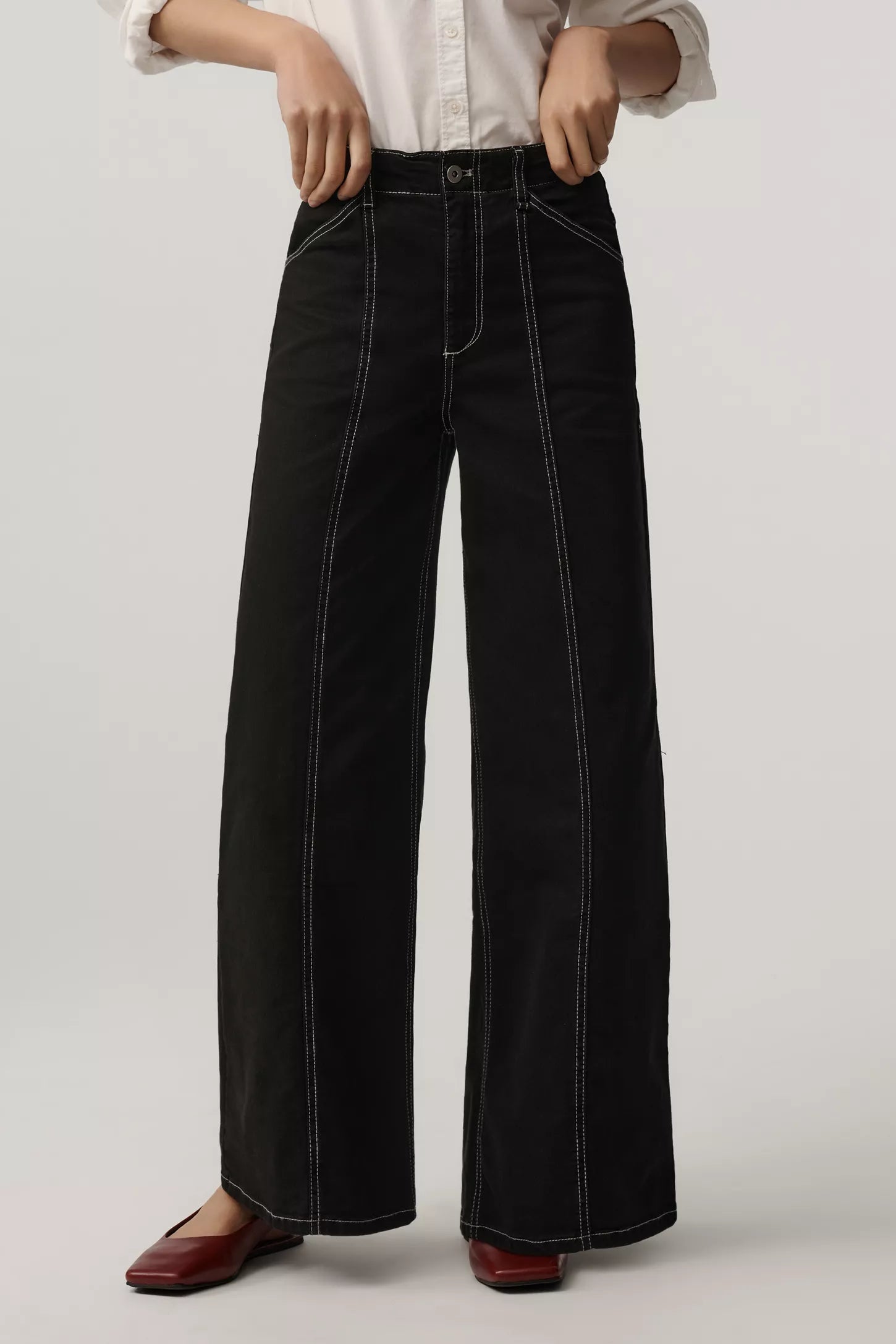 The Delaney Clean-Seamed High-Rise Wide-Leg Jeans by Maeve