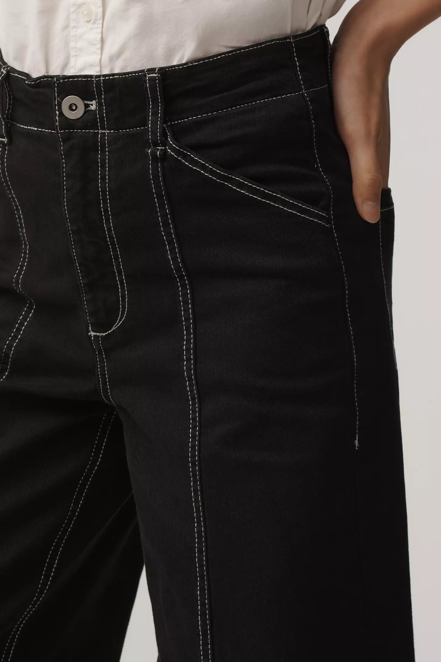 The Delaney Clean-Seamed High-Rise Wide-Leg Jeans by Maeve