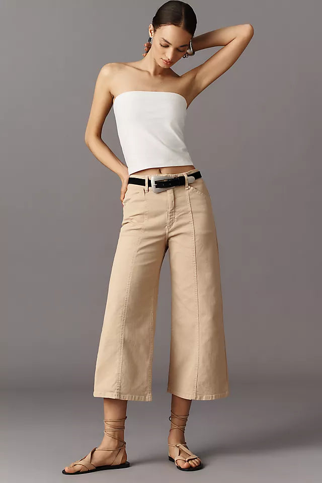 The Delaney Crop Clean-Seamed High-Rise Wide-Leg Jeans by Maeve