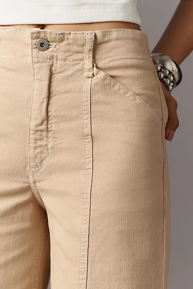 The Delaney Crop Clean-Seamed High-Rise Wide-Leg Jeans by Maeve