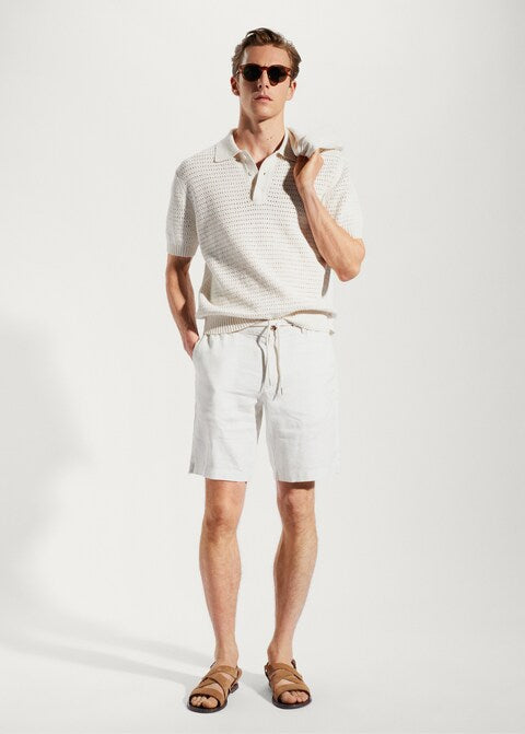 linen bermuda shorts with drawstring
