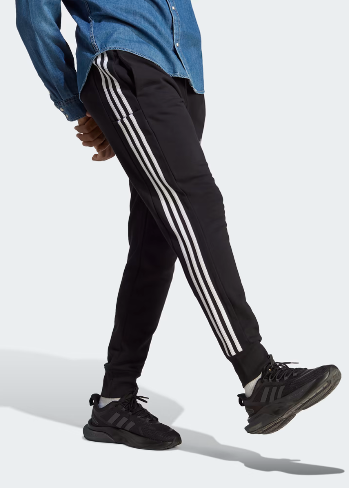 ESSENTIALS FRENCH TERRY TAPERED CUFF 3-STRIPES PANTS