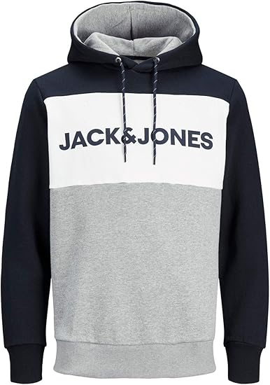 JACK & JONES Men's Jjelogo Blocking Sweat Hood Ps Pullover