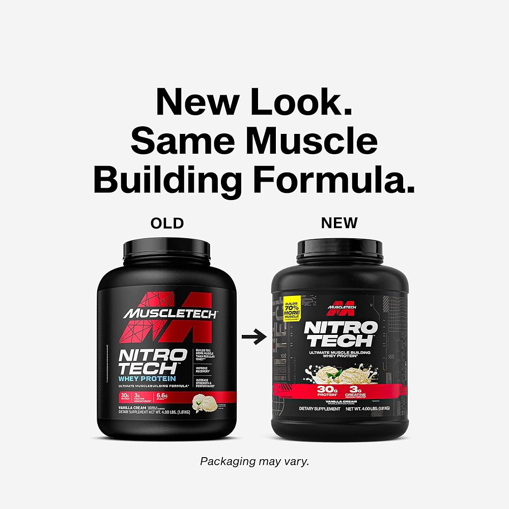 Muscletech Whey Protein Powder Vanilla Cream, 4 Pound - Nitro-Tech Ultimate