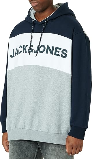 JACK & JONES Men's Jjelogo Blocking Sweat Hood Ps Pullover