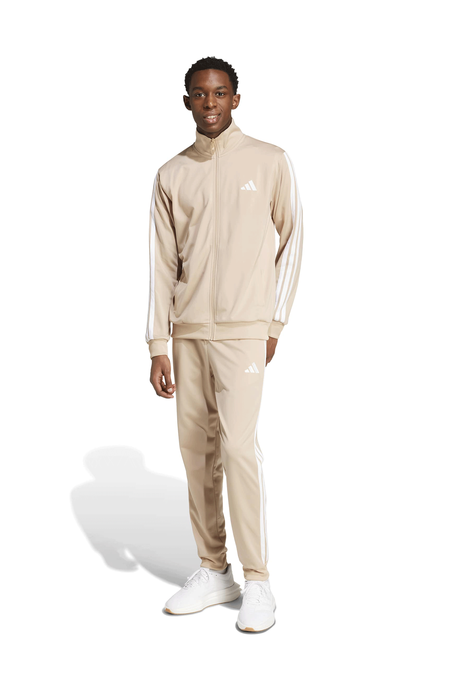 Adidas Basic 3 Stripes Tricot Tracksuit Beige White Men