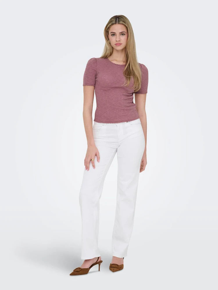ONLY White Mid Waist Straight Leg Jeans With Super Stretch