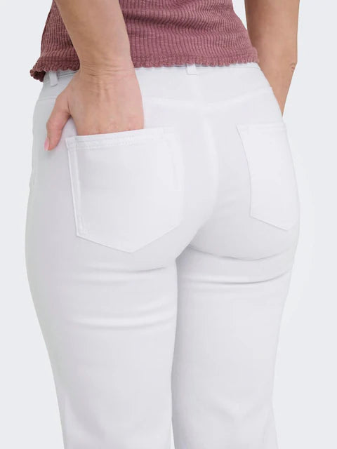 ONLY White Mid Waist Straight Leg Jeans With Super Stretch