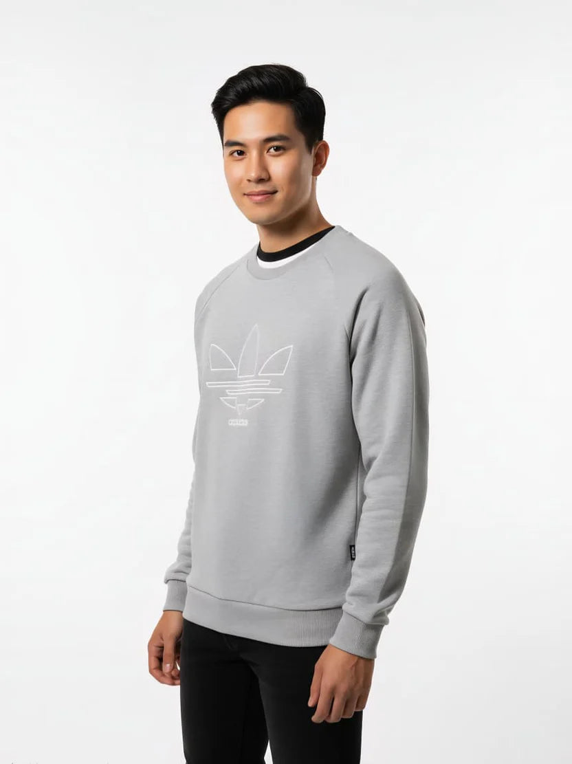 Adids Originals Grey Heather Trefol Outline Sweatshirt
