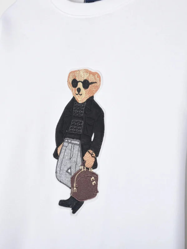 Men Polo Bear White Sweatshirt