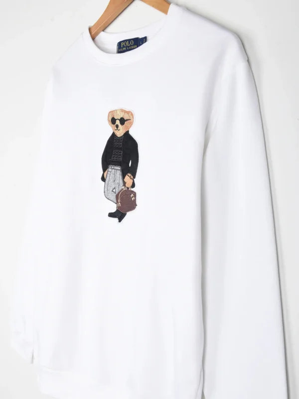 Men Polo Bear White Sweatshirt