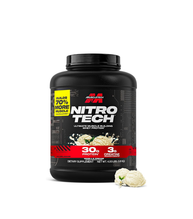 Muscletech Whey Protein Powder Vanilla Cream, 4 Pound - Nitro-Tech Ultimate