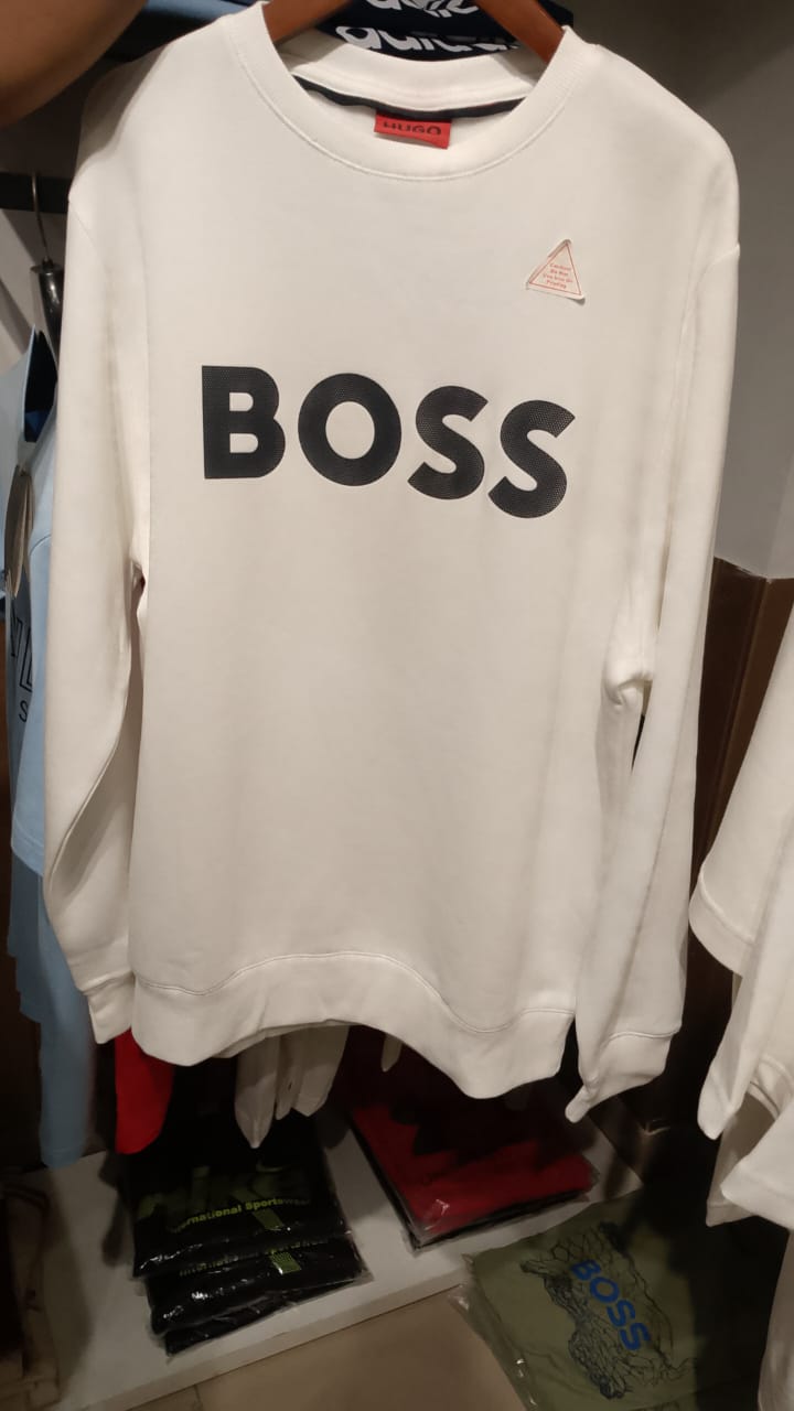 BOSS Athleisure Salbo Logo Sweatshirt Open White