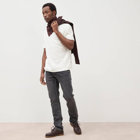 Men's straight 5-pocket grey denim jeans