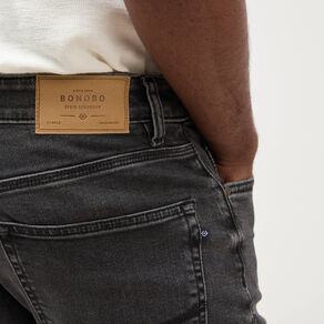 Men's straight 5-pocket grey denim jeans